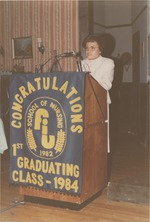 [1984] Dean Linda Simunek, School of Nursing, Congratulations first graduating class